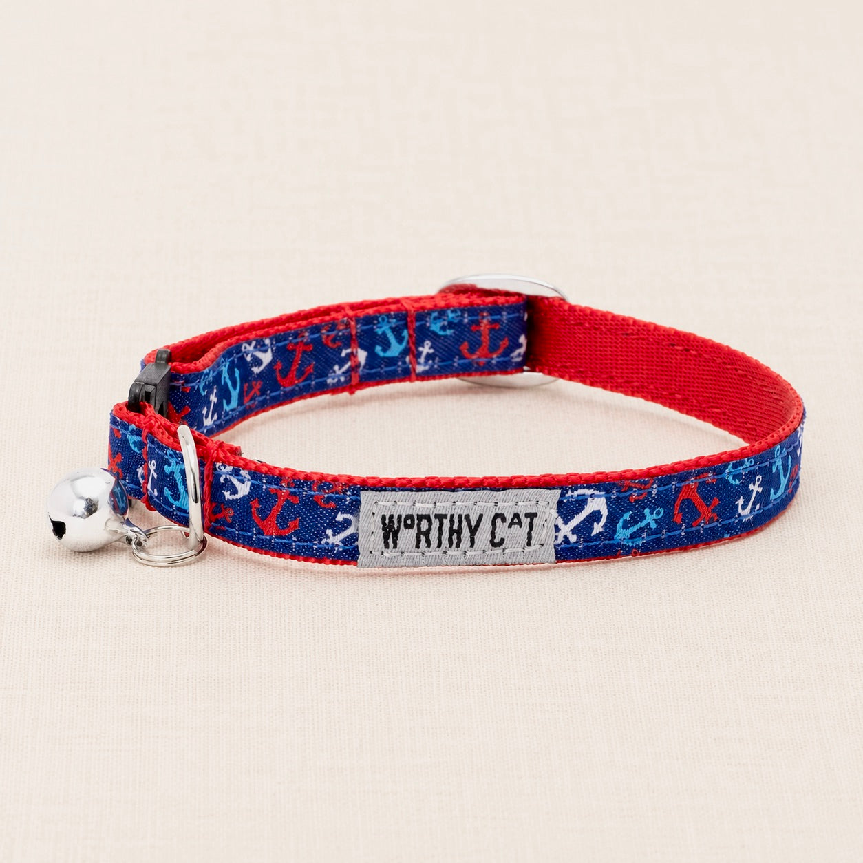 Anchors Away Cat Collar | Navy & Red