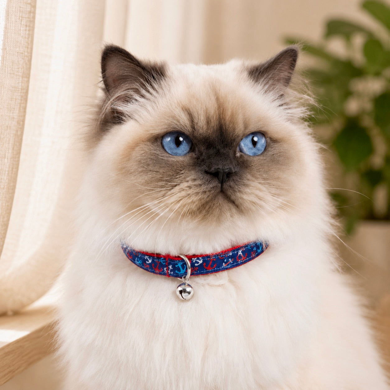 Anchors Away Cat Collar | Navy & Red