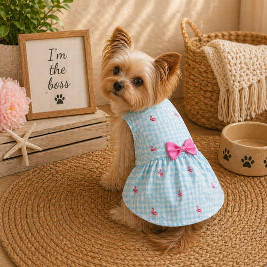 Palm Breeze Flamingo Dress