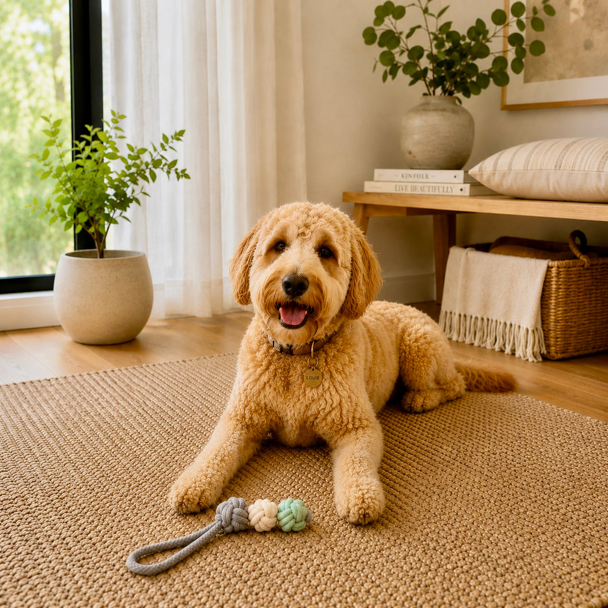 100% recycled Neutral Knot Rope Dog Toy Set 🤍 Sage + Sand