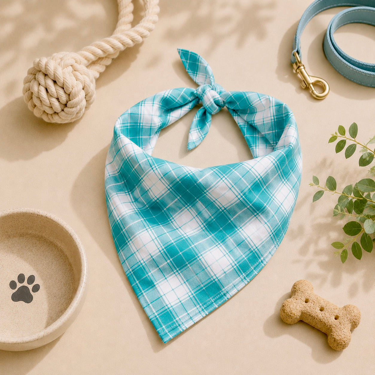 Saltwater Plaid Bandana | Turquoise Check & Boutique Style