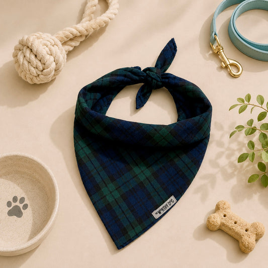 Northwoods Pup Bandana | Classic Plaid & Outdoor Charm