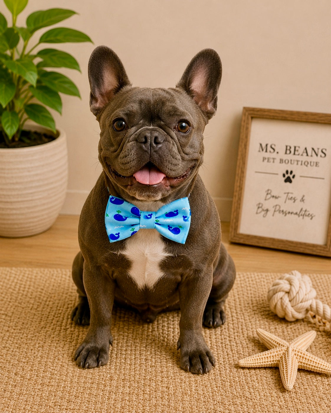 Nautical Whale Bow Tie | Ocean Blue Pet Accessory